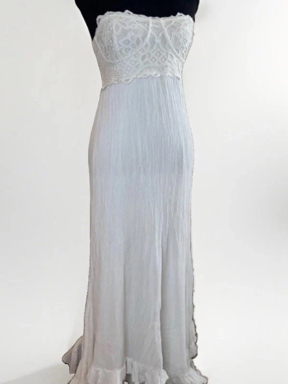 Free People White Strapless Lace Bust Maxi Dress
